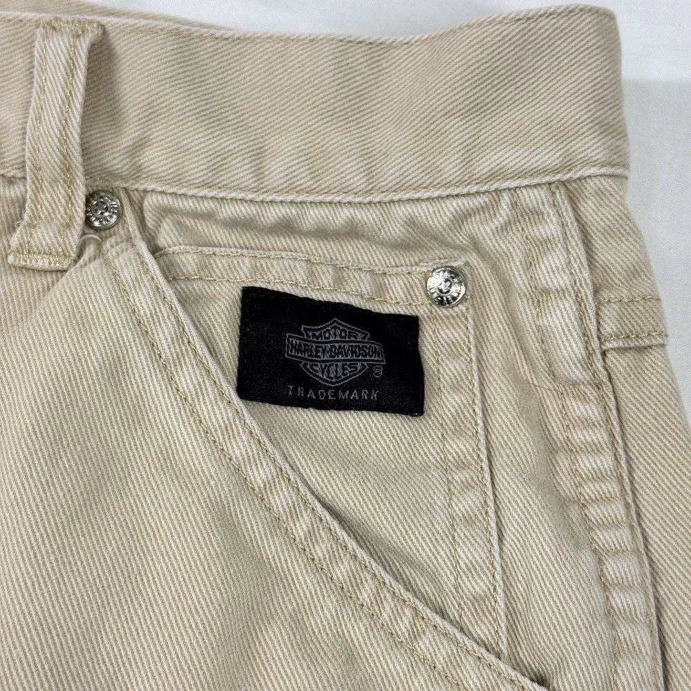 Vintage Harley Davidson Cargo Shorts Mens 40 Act. 38 Khaki Y2K Relaxed 10